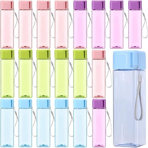 MALLOOM Lot de 20 Bouteilles d'Eau Réutilisables en Plastique pour Enfants - 500 ml à Large Goulot, pour Cyclisme, Camping, Randonnée, Gym, Yoga