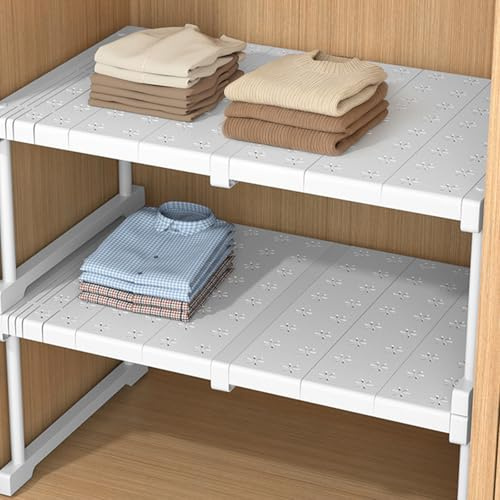 Verstellbare Regale für Schrank, Erweiterbares Einlegeböden Schrankregal, Einlegeböden für Schränke, Kleiderschrank, Schrank, Küche, Badezimmer, 24cm Weit, 22 cm groß, Verstellbare Länge 27-38cm
