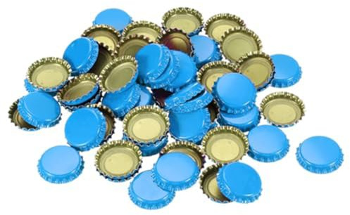 Aboiled 160 Stück Kronkorken zum Basteln, 2,5 cm Dekorative Bierflaschenverschlüsse Aus Metall, Große Menge, Abgeflachter Anhänger für Heimwerkerarbeiten, Himmelblau