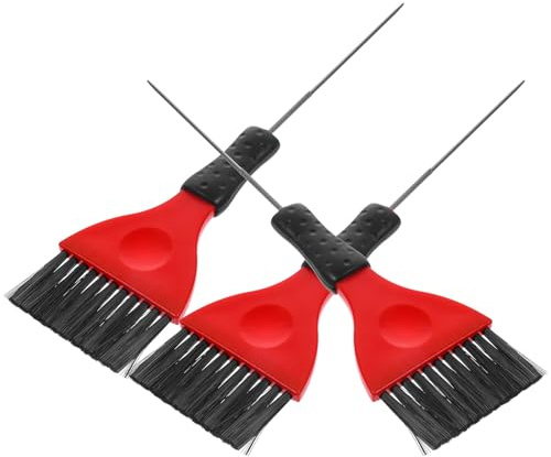 LOLIPPYY 3 pièces Brosse Teinture Cheveux avec Queue Longue Acier Inoxydable Pinceau Coloration Doux et Précis pour Salon et Usage Personnel