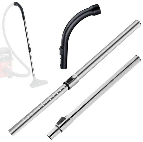 35mm Miele Hoover Attachments Telescopic Tube Wand Extension Rod + Plastic Bent End Hose Curved Handle Replacement for Miele Complete C2 C3 S2 S5 S8 S2110 S6240 S8320 S5210 S5211 11071460 SGEA3.