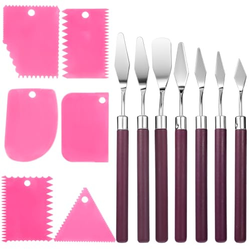 13 Stück Spachtel Set - 7 Stück Spachtel acrylmalerei und 6 Zahnspachtel, Edelstahl Malerspachtel Malmesser für Acrylfarben, Acrylmalerei Zubehör, Spachtel Werkzeug