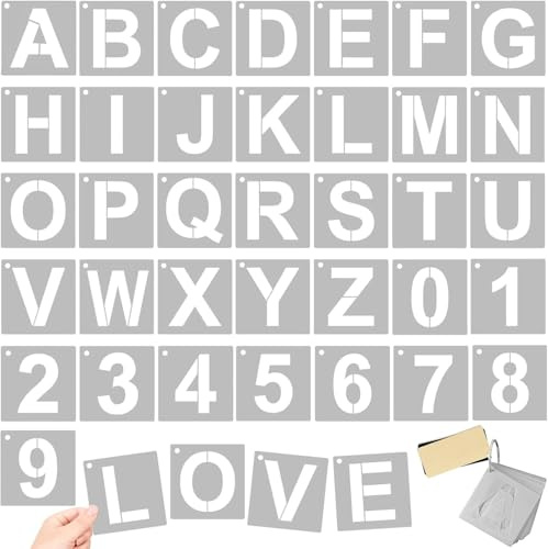 BUCHSTABEN SCHABLONE SET 36-teilig: Wiederverwendbare Buchstaben & Zahlen - 8 Zoll (20,3cm) normschriftschablone für Handlettering, Basteln, Malen, DIY-Projekte