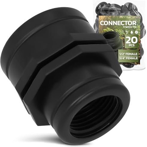 Instalguru 20x Raccordo Unione Connettore 1/2x3/4 Femmina Adattatore Filettato Fitting Sistema Irrigazione Giardino Tubo Acqua Manicotto Plastica Giunzione Filetto