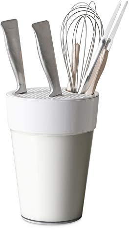 Omada Design Ceppo Coltelli Multifunzione da 22cm, Portacoltelli Capiente, Lavabile in Lavastoviglie, Made in Italy, Linea Trendy, Bianco