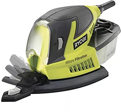 Ryobi Ponceuse 100W avec 5 feuilles abrasives + ponceuse à doigts pour un ponçage précis RPS100-S