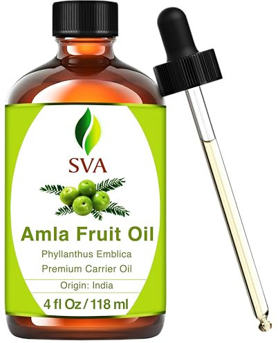 SVA Organics 100 % reines und natürliches Amla-Öl, 118 ml mit Tropfer, authentisches und hochwertiges therapeutisches GVO-Öl, große Größe für die Verjüngung von Kopfhaut, Haar und Haut