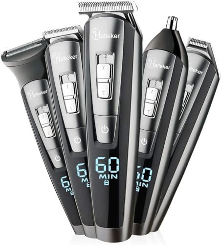 Hatteker Bartschneider Bart Trimmer Haarschneidemaschine Herren Haartrimmer Haarschneider Nasentrimmer Bodygroomer Wasserdichter 5 In 1, Aufladbar