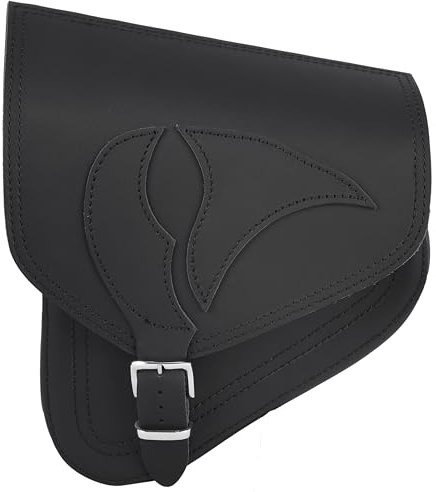 ORLETANOS Eagle Black Schwingentasche Satteltasche kompatibel mit Harley Davidson HD Seitentasche Softail 1981-2019 und Fatbob Streetbob ab 2018- schwarz Echtleder Leder Seitentasche Adler