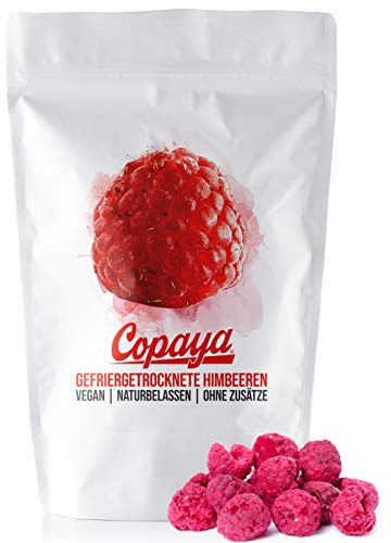 Copaya frystorkade hallon, 100 % naturprodukt utan tillsatser, 250 g förpackade i arompåse, tillverkad i Tyskland