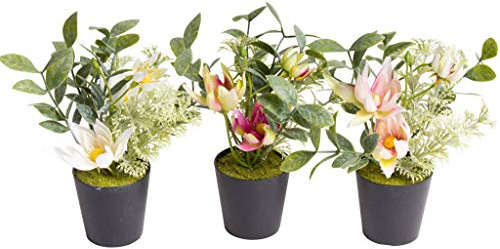 TESTEL künstliches Christrosen-Arrangement im schwarzen Kunststofftopf (3 Stück)