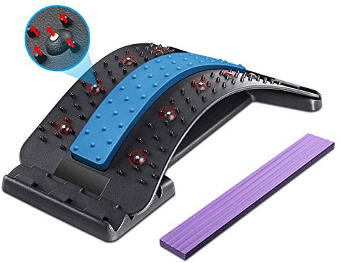 Dyroe - Supporto lombare per massaggio e stretching, 4 livelli, regolabile, 10 magneti, per correggere la postura della schiena e alleviare il dolore, per fisioterapia