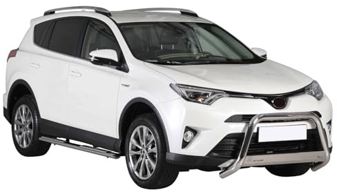 OMAC Stahl Seitenschweller Schwellerrohre kompatibel mit Toyota RAV4 2013-2018 Silber