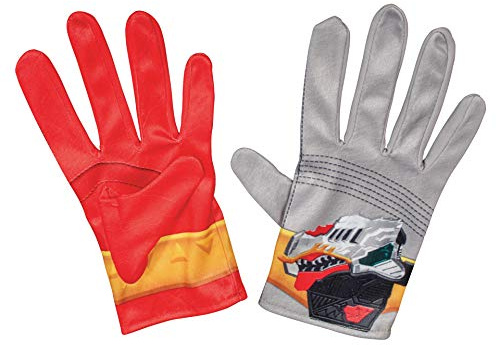 Keyoung Red Ranger Gloves for Kids, Official Power Rangers Dino Fury Costume Accessories, Child Size