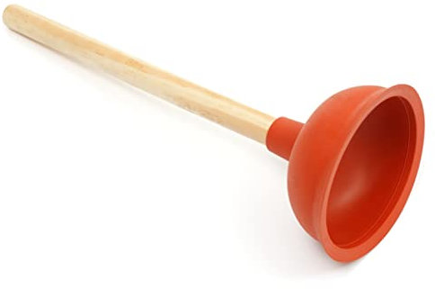 Large Sink Plunger Drain Plunger Cleaner for Washroom, Kitchen, Bath, Shower, Sink and Waste Pipe Unblocker - 150mm (6 inch) Cup and 400mm (16 inch) Wood Handle