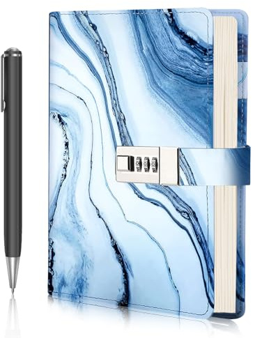 Diary with Lock for Girls Women,Journal Secret Diary with Combination Lock,PU Leather Password Notebook A5 Refillable Notebook Writing Travel Journal Gift 192 Pages