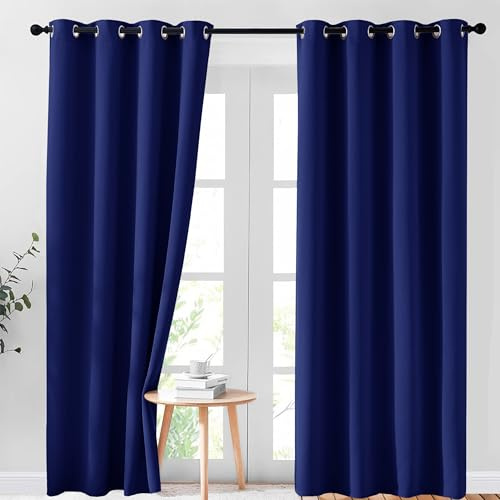 AR Ware Navy Blackout Curtains - 2 Panels Drapes Eyelet Thermal Curtains for Living Room and Bedroom - Energy Saving - Soundproof lightweight curtains (90 x 54 inches)