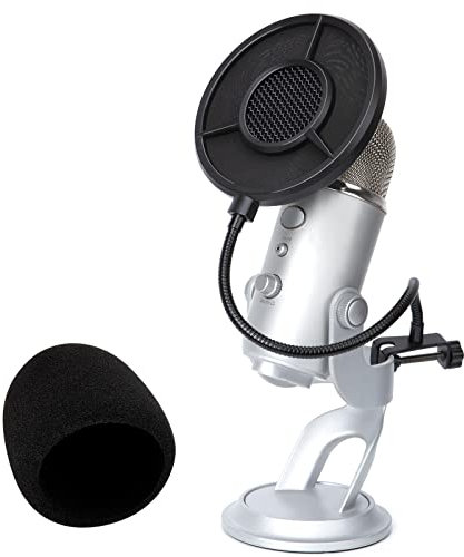 Blue Yeti Microphone Bonnette Anti Pop en Mousse avec Filtre Anti Pop à 6 Couches Améliorant la Qualité Sonore par YOUSHARES, Blue Yeti Micro Anti Vent Bonnette (2 Packs)