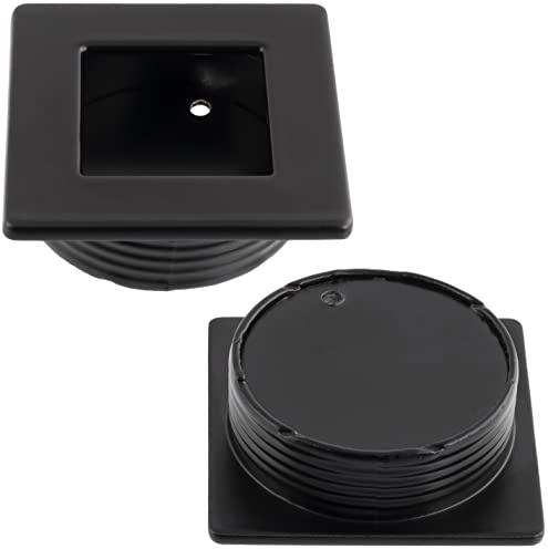 AERZETIX - C64299 - Lot de 2 poignées à encastrer carrées 46x46 mm Ø40 mm pour porte coulissante - meuble armoire placard tiroir décoration intérieur cuisine salon - en plastique - couleur noir mat