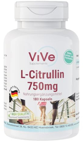 L-Citrullin 750mg - 180 Kapseln für 1 Monat - Aminosäure - hochdosiert und vegan | Qualität aus Deutschland von ViVe Supplements