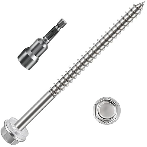 WenSilon (120Pcs)#10x3 Self-Tapping Screws for Wood 410 Stainless Steel Hexagon Head Quick Tapping