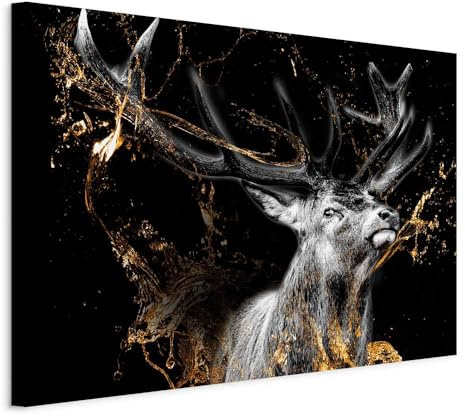 murando - Akustikbild Hirsch 60x40 cm 1 tlg Bilder Akustikschaum Schallschutz Kunst Akustikpaneele Wandpaneele Schalldämmung Schallabsorber Design Abstrakte Tier Wald Natur Flamme g-C-0329-b-a