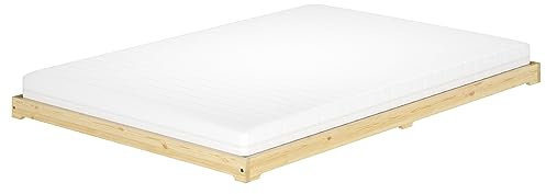 Erst-Holz®Futonbett Bodenbett extra niedriges Holzett 140x200 Kiefer lackiert Zubehör wählbar V-60.47K-14Rollrost und Matratze inkl.