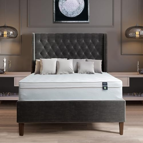 Aylas Furniture Queen Mattress 10 Inches 60X80 White – Medium Firm Hybrid for Bed – Queen Size Mattress Bonnell Springs Tight Euro Top High Density & Cool Comfort Foam – Rolled in a Box