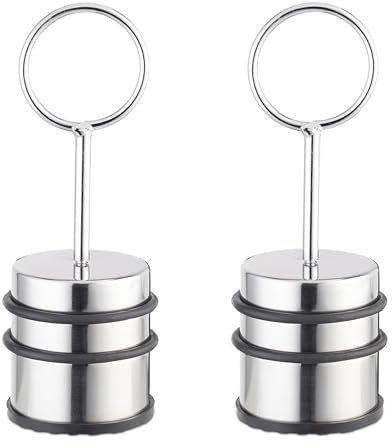 Relaxdays Türstopper, 2er Set, mit Griff, Edelstahl & Gummi, Türpuffer für Boden, innen, HxD: 20 x 7 cm, Silber/schwarz