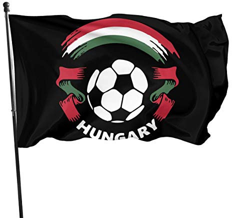 Außenbanner Ungarische Flagge Und Fußball, Fahne Gedruckt Garten Flagge Wetterfeste Gartenflagge Für Garten Hof Draußen 90X150cm
