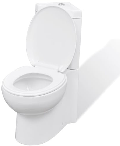 LAPOOH Inodoro WC de cerámica de Esquina Blanco, Inodoro Completo, Baños Completos, Toilet