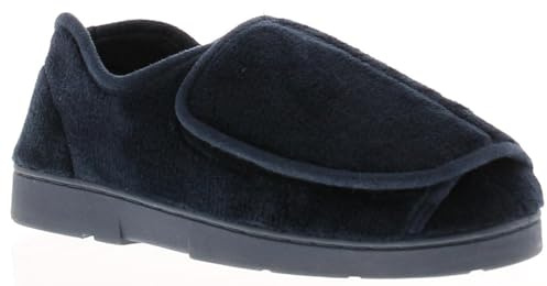 Dr Keller Velvit Men's rip tape Fastening Wide Fit Memory Foam Warm Full Slipper (UK Footwear Size System, Adult, Men, Numeric, Wide, 11)