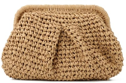 Freie Liebe Straw Clutch Purses for Women Woven Dumpling Bag Summer Beach Clutch Wicker Crossbody Purses