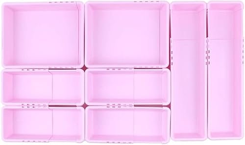 Drawer Organizers 8 Packs Adjustable Cutlery Tray Kitchen Drawer Compartment White Pink For Tableware/tool storage,Pink