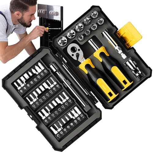 Jeu de clés à cliquet avec mallette, kit d'outils de clé à cliquet - Jeu de clés interchangeables pour la réparation automobile - Clés résistantes à l'usure avec mallette de rangement pour di