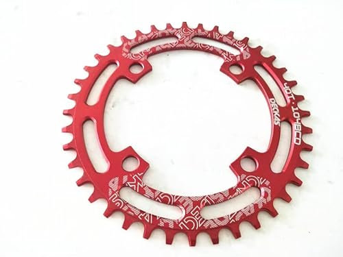 GFDSGRE Kettenblatt Rundes 104BCD 40/42/44/46/48/50/52 T Mountainbike MTB-Fahrrad for 8-12-Gang-Kurbelgarnitur Aluminium-Kettenblatt Kettenblatt 38 ZäHne(40T,Red)