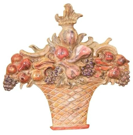 Biscottini - Friso cesta de fruta de madera con acabado policromo envejecido Made in Italy - 56 x 8 x 57 cm - frutero - acabado policromado antiguo - madera - Made in Italy