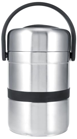 Greensen Contenedor Térmico de Acero Inoxidable, 1.8L, Multicapa con Asa, Aislado para Alimentos, Hogar, Oficina, Escuela