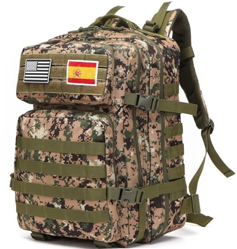 GUJOIN Mochila De Pesca De 50 Litros Impermeable De Nailon Duradera,Mochila Deportiva Táctica Militar Al Aire Libre Mochilas De Senderismo Casual (Camuflaje verde)