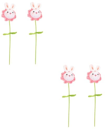 CIYODO 4 Stück Gestrickter Hase Stoffhase Osterhasen-Plüschtiere Plüschhase Easter Decoration blumenstecker Puppen Babyspielzeug gestrickte Häschenpuppe Hasenstrauß häkeln Polyester