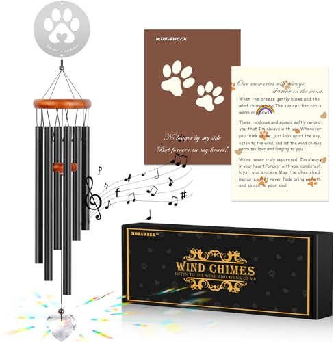 Dog Memorial Gifts for Loss of Dog, Pet Memorial Suncatcher Wind Chime, Loss of Pet Sympathy Gift, Remembrance Gift in Memory of Dog Cat, Bereavement Gifts（28 inch