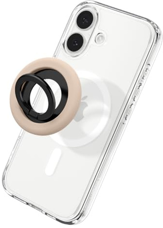 Spigen NanoPop MagFit MagSafe Ring Magnet Halterung, 135° Verstellbarer Ringhalter für iPhone 17 17e 16 Pro Max Air, MagSafe Hülle für Pixelsnap Pixel 10 Pro Fold XL, Samsung Galaxy S26 Ultra - Beige