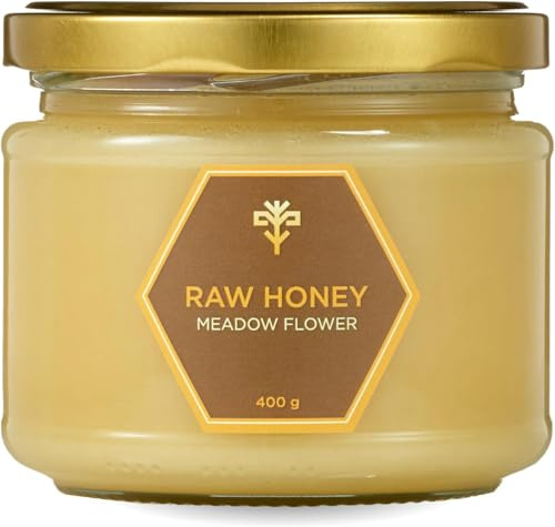 Earthbreath - Wiesenblüten-roher Honig - 400 g | rein, unverarbeitet, unpasteurisiert - aus einzelnem Bienenhaus | Natürlicher gesunder Süßstoff zum Kochen, Kaffee, Tee, Saft, Getränke