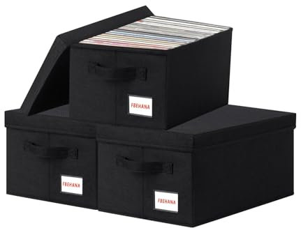 FBEHANA CD-/DVD-Aufbewahrungskoffer – perfekte CD/DVD-Aufbewahrungstasche, universell, stapelbarer DVD-Organizer mit Deckel, 3er-Pack CD-Halter 40 x 16 x 15,5 cm, für 135 CDS/60 DVDs, Schwarz