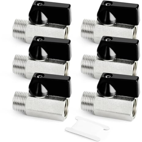 GASHER 3PCS 1/4 Inch Mini Brass Ball Valve Shut Off Switch, 1/4 Inch Male x Female BSP Thread Pipe Fitting
