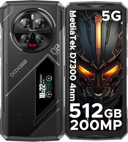 DOOGEE V40 Pro 5G Rugged Mobile Phone, 36 GB RAM + 512 GB ROM, Android 14, schermo Full HD da 6,7 pollici + schermo posteriore da 1,4 pollici, 8,680 mAh, fotocamera AI da 200 MP, NFC/WiFi 6 (argento)