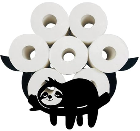 Porte-Rouleau de Papier Toilette Fantaisie Paresseux - Support Mural en métal Noir en Forme d'animal - pour Cuisine, Salle de Bain, Toilettes, décoration d'intérieur