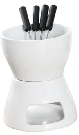 Pot à fondue au chocolat en céramique avec 4 fourchettes, chauffe-beurre pour desserts, fondue au fromage pour cuisine, salle à manger, bougie chauffe-plat, fêtes, cadeaux