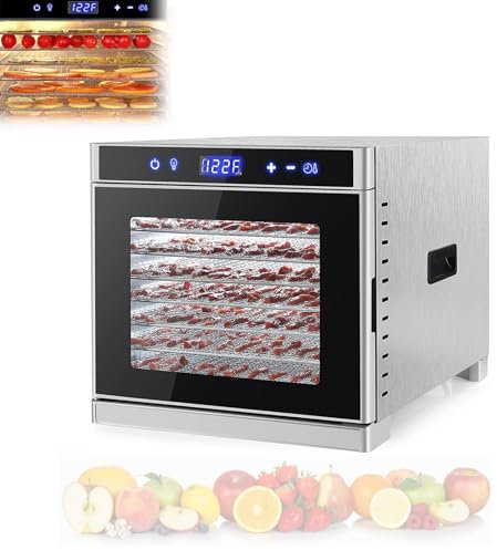 Générique Déshydrateur alimentaire 8 plateaux, 700 W, en acier inoxydable, for fruits et viandes, séchoir numérique professionnel avec minuterie 24 h et contrôle de température de 35 à 75 °C for viand