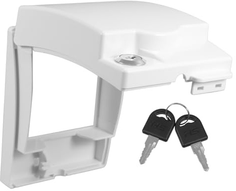 VILLFUL Couvercle et Protection Anti-éclaboussures avec Verrouillage de Prise Électrique Étanche en Plastique Blanc pour Installation Encastrée Salle de Bain et Maison